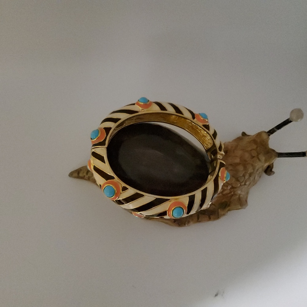 Vintage Kenneth Jay Lane Zebra Turquoise Bracelet - image 3